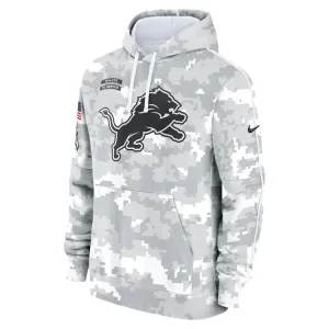 Detroit lions nike 2024 salute to service club fleece pullover hoodie Arctic camo M