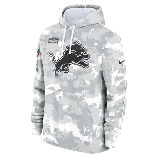 Detroit lions nike 2024 salute to service club fleece pullover hoodie Arctic camo M