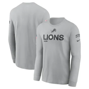 Detroit lions nike 2024 salute to service long sleeve t shirt Gray