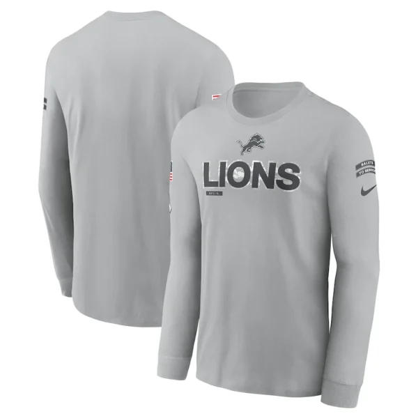 Detroit lions nike 2024 salute to service long sleeve t shirt Gray