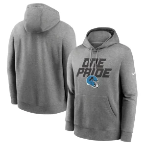 Detroit lions nike club logo pullover hoodie Heather gray