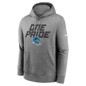 Detroit lions nike club logo pullover hoodie Heather gray M