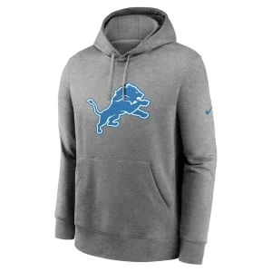 Detroit lions nike club logo pullover hoodie Heather gray M