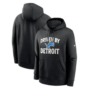 Detroit lions nike fan iconic club fleece pullover hoodie Black