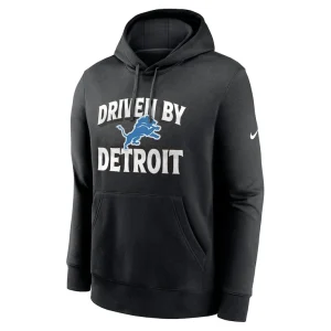 Detroit lions nike fan iconic club fleece pullover hoodie Black M
