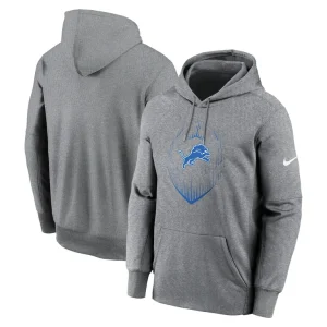Detroit lions nike icon performance pullover hoodie Heather gray