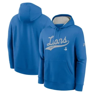 Detroit lions nike rewind club logo pullover hoodie Blue