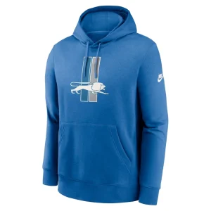 Detroit lions nike rewind club logo pullover hoodie Blue M