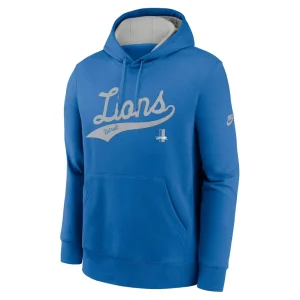 Detroit lions nike rewind club logo pullover hoodie Blue M