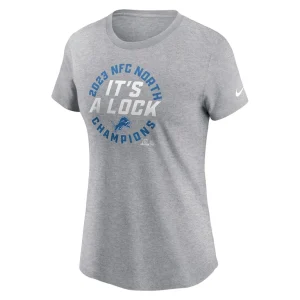 Detroit lions nike womens 2023 nfc north division champions locker room trophy collection t shirt Gray M