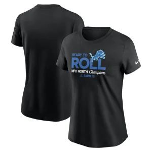 Detroit lions nike womens 2024 nfc north division champions locker room trophy collection t shirt Black