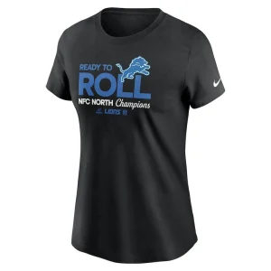 Detroit lions nike womens 2024 nfc north division champions locker room trophy collection t shirt Black M