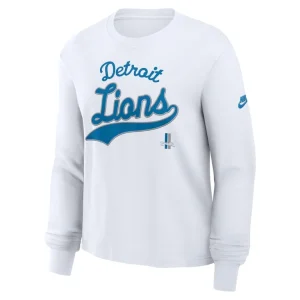 Detroit lions nike womens essential long sleeve boxy t shirt White S