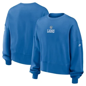 Detroit lions nike womens oversized rewind pullover sweatshirt Blue