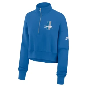 Detroit lions nike womens rewind phoenix half zip sweatshirt Blue S
