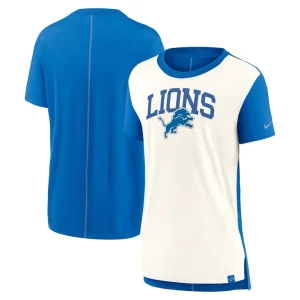 Detroit lions nike womens wordmark tri blend t shirt Creamblue