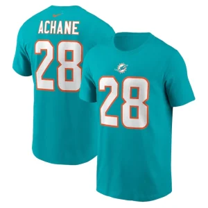 Devon achane miami dolphins nike player name number t shirt Aqua