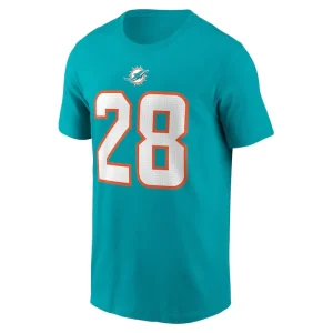 Devon achane miami dolphins nike player name number t shirt Aqua M