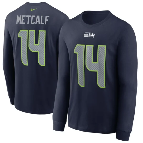 Dk metcalf seattle seahawks nike player name number long sleeve t shirt Navy
