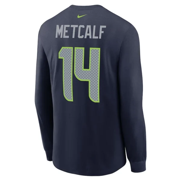 Dk metcalf seattle seahawks nike player name number long sleeve t shirt Navy L