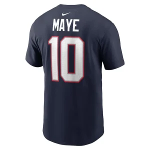 Drake maye new england patriots nike 2024 nfl draft first round pick name number t shirt Navy L