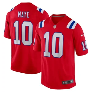 Drake maye new england patriots nike player game jersey Red