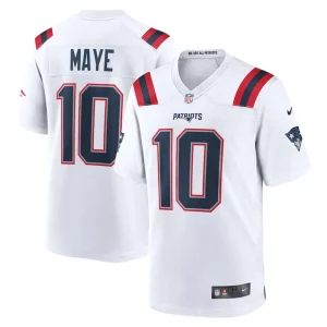Drake maye new england patriots nike player game jersey White