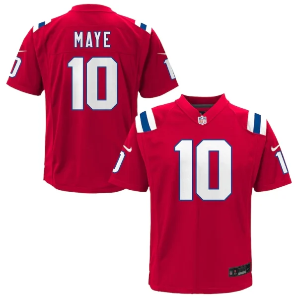 Drake maye new england patriots nike youth alternate game jersey Red