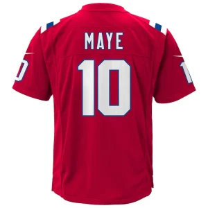 Drake maye new england patriots nike youth alternate game jersey Red Yth L