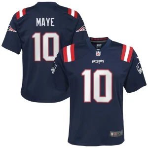 Drake maye new england patriots nike youth player game jersey Navy