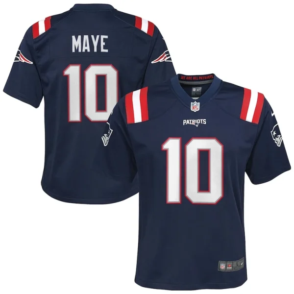 Drake maye new england patriots nike youth player game jersey Navy