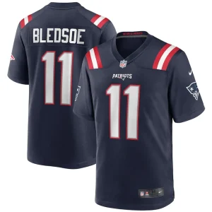 Drew bledsoe new england patriots nike game retired player jersey Navy