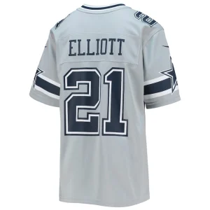 Ezekiel elliott dallas cowboys nike youth inverted team game jersey Silver Yth L