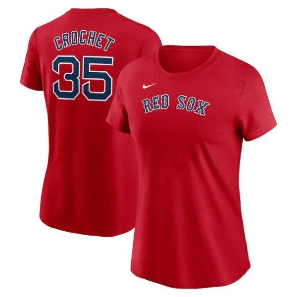 Garrett crochet boston red sox nike womens fuse name number t shirt Red