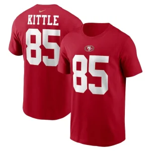 George kittle san francisco 49ers nike player name number t shirt Scarlet