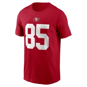 George kittle san francisco 49ers nike player name number t shirt Scarlet M