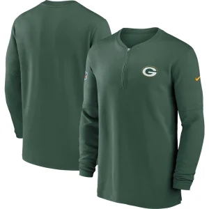 Green bay packers nike 2023 sideline performance long sleeve tri blend quarter zip top Green