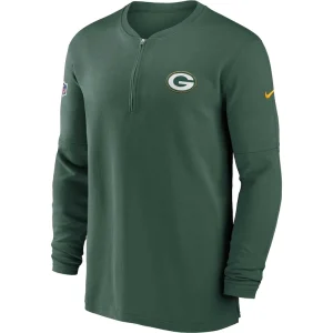 Green bay packers nike 2023 sideline performance long sleeve tri blend quarter zip top Green M