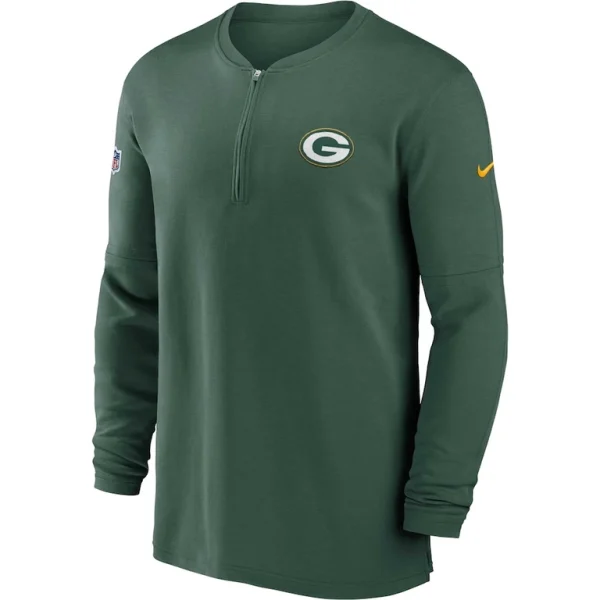 Green bay packers nike 2023 sideline performance long sleeve tri blend quarter zip top Green M