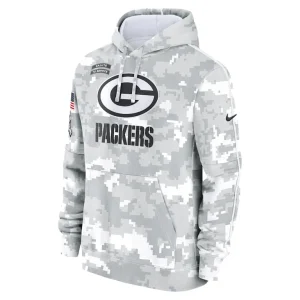 Green bay packers nike 2024 salute to service club fleece pullover hoodie Arctic camo M