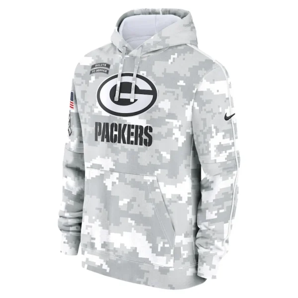 Green bay packers nike 2024 salute to service club fleece pullover hoodie Arctic camo M