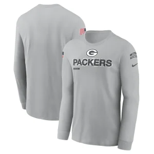 Green bay packers nike 2024 salute to service long sleeve t shirt Gray