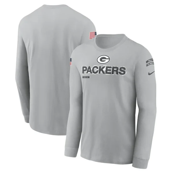 Green bay packers nike 2024 salute to service long sleeve t shirt Gray