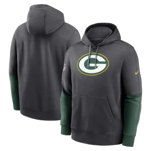 Green bay packers nike 2024 sideline club pullover hoodie anthracite Multi