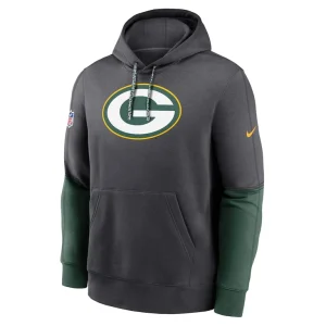 Green bay packers nike 2024 sideline club pullover hoodie anthracite Multi M