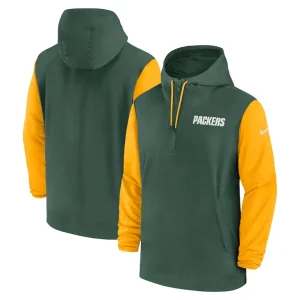 Green bay packers nike 202425 sideline pre game player 12 zip hoodie jacket Greengold