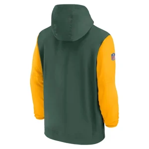 Green bay packers nike 202425 sideline pre game player 12 zip hoodie jacket Greengold L