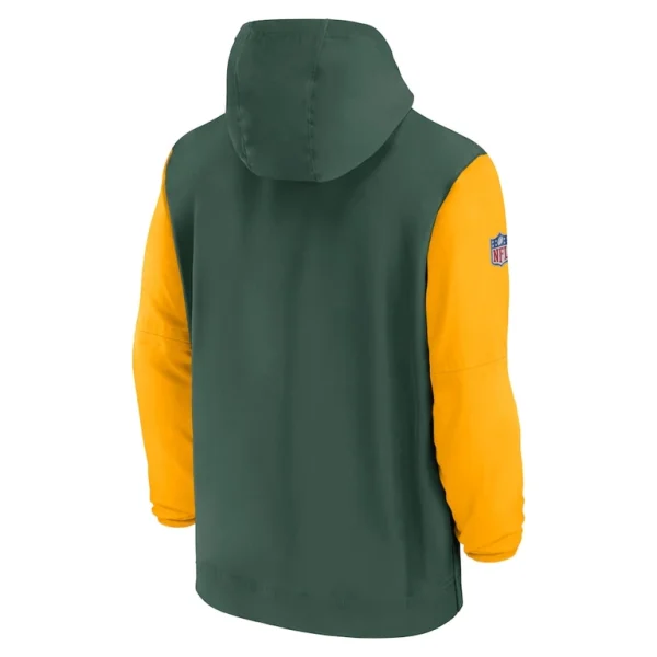 Green bay packers nike 202425 sideline pre game player 12 zip hoodie jacket Greengold L