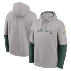 Green bay packers nike alternate logo club tri blend pullover hoodie Gray