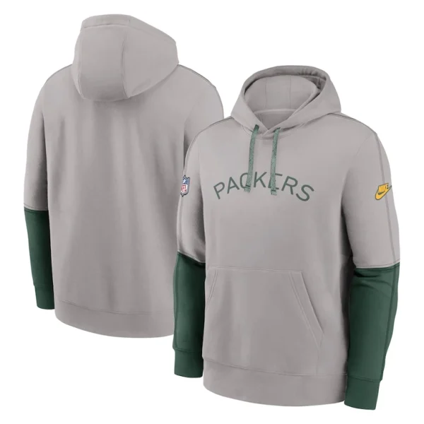 Green bay packers nike alternate logo club tri blend pullover hoodie Gray